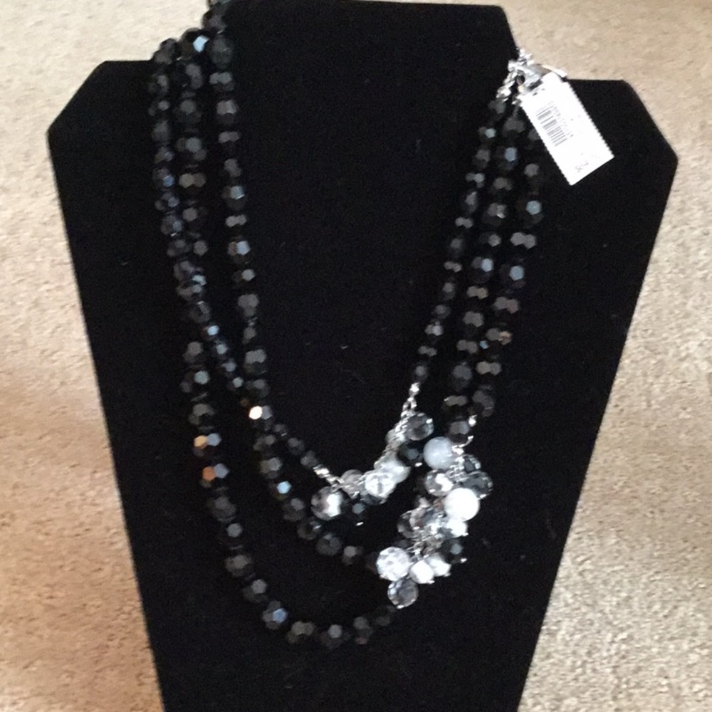 WHBM Black Beaded Necklace